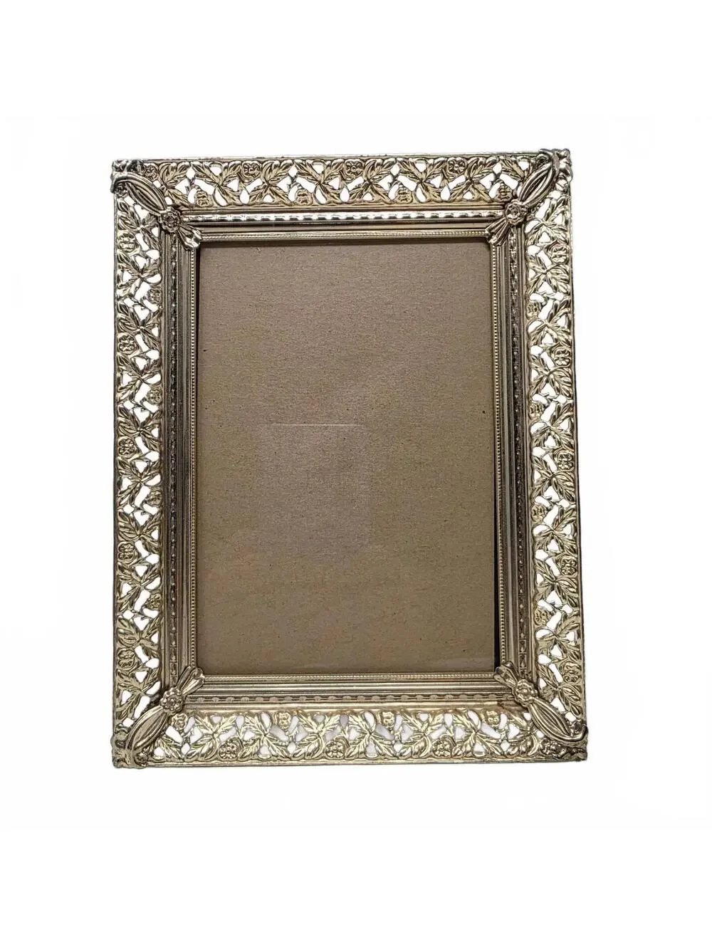 Vintage Gold Tone Filigree Picture Frame 6.5x4.5 Ornate Floral Metal
